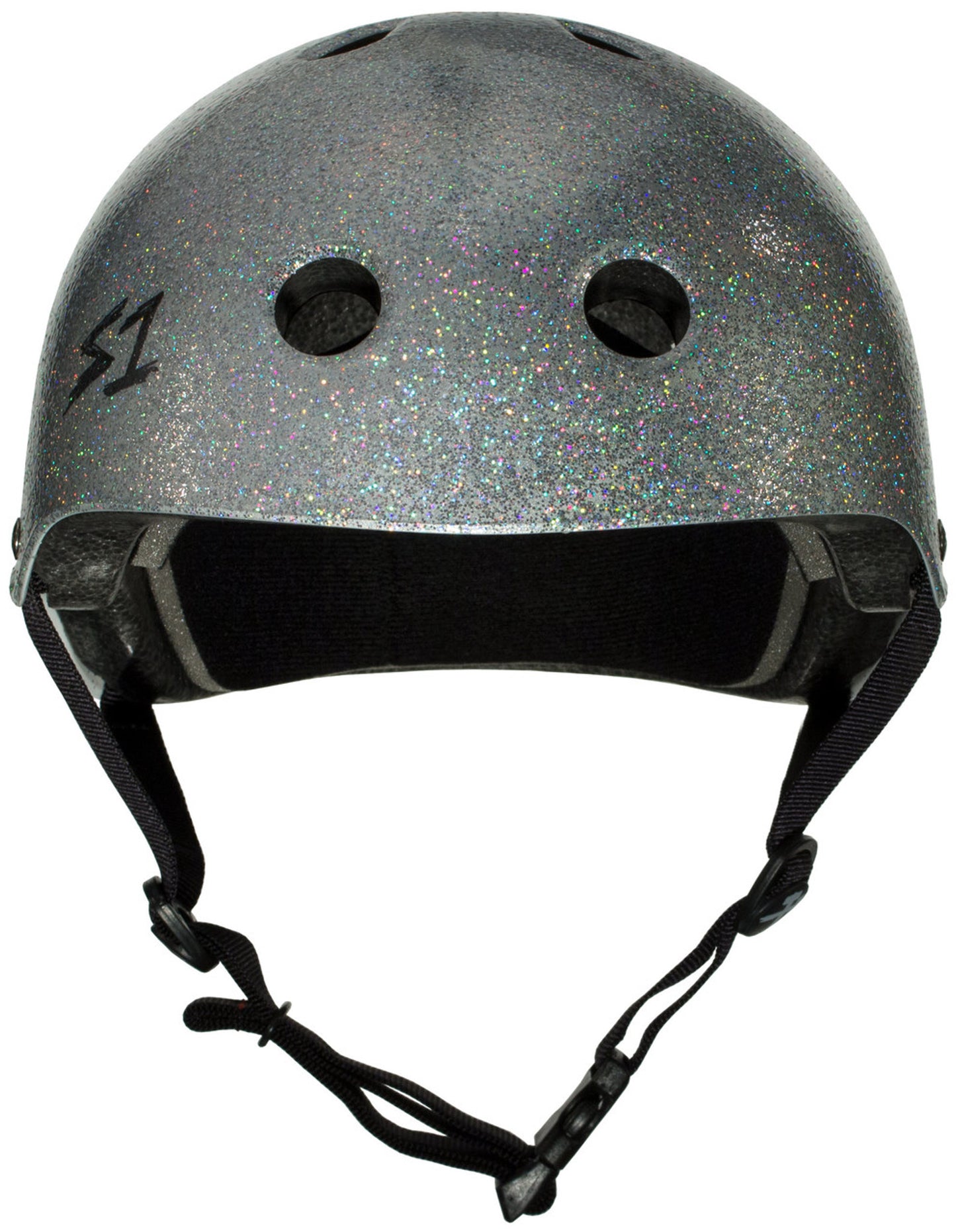 Silver Gloss Glitter Roller Skate Helmet S1 Lifer front view