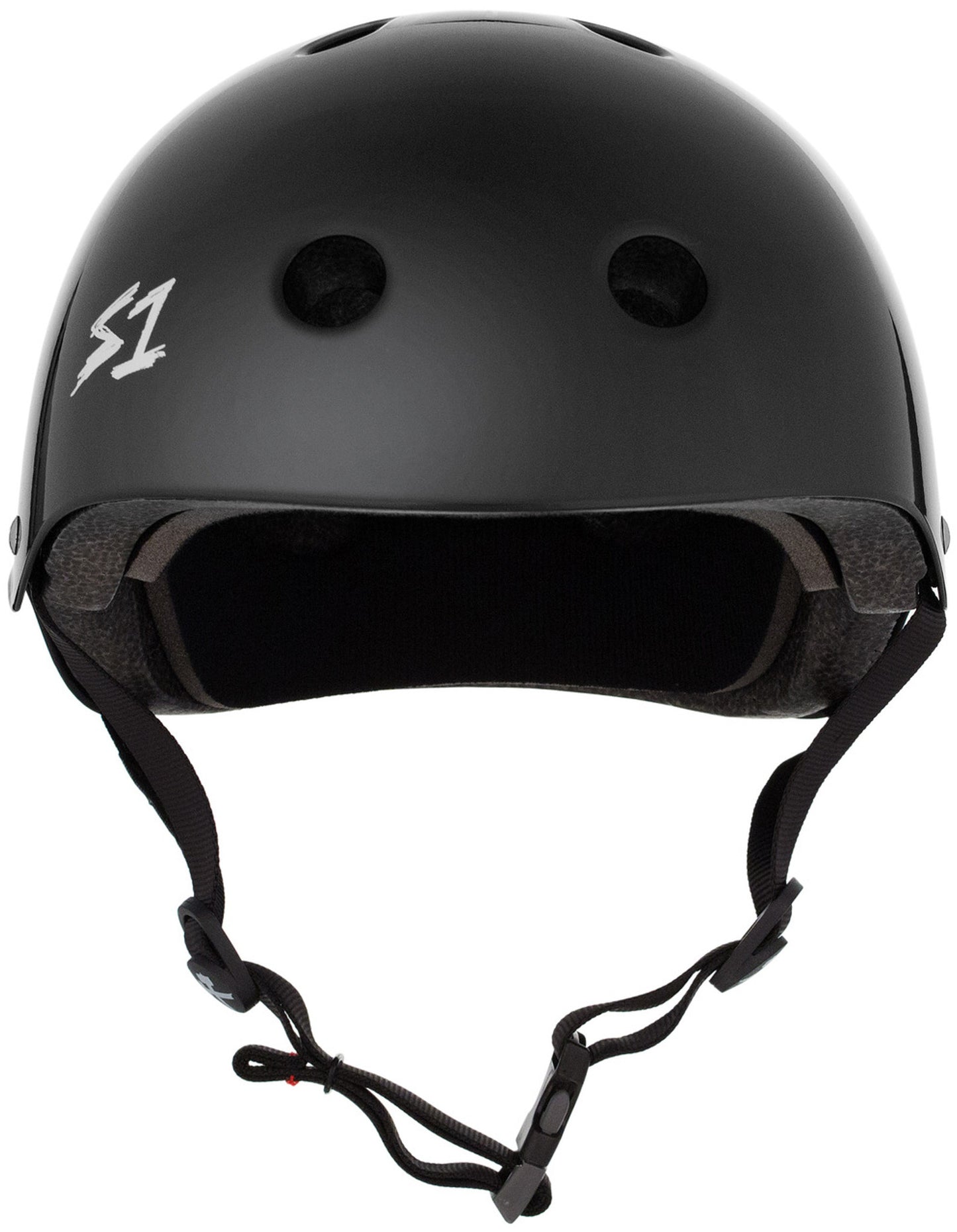 Black Gloss Skateboard Helmet S1 Lifer front view.