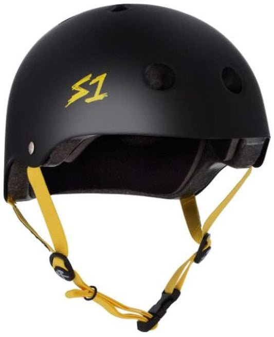 S One Lifer Helmet Skate - Black Matte/Yellow Straps
