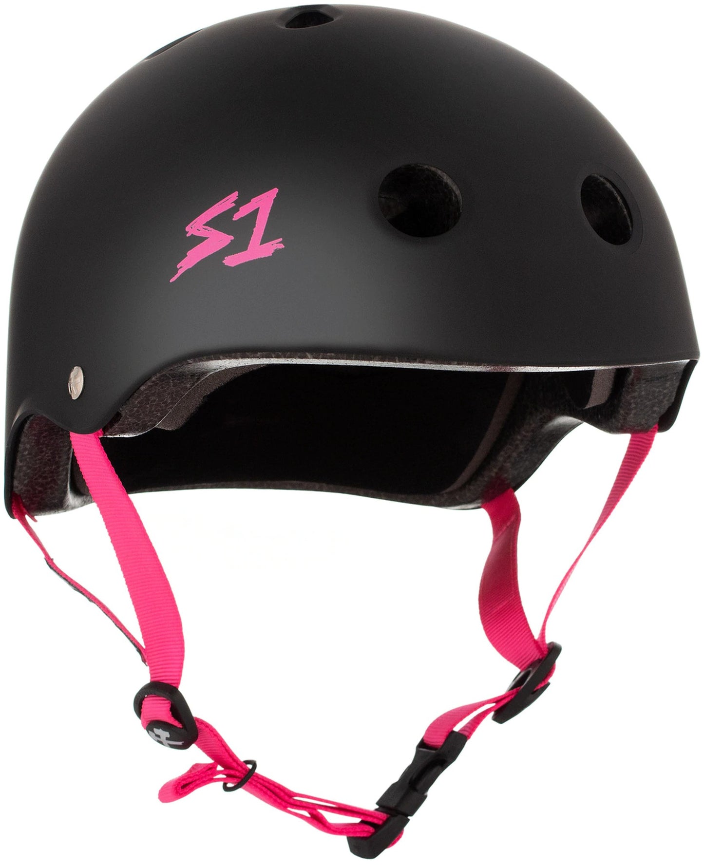 S One Lifer Helmet Skate - Black Matte/Pink Strap