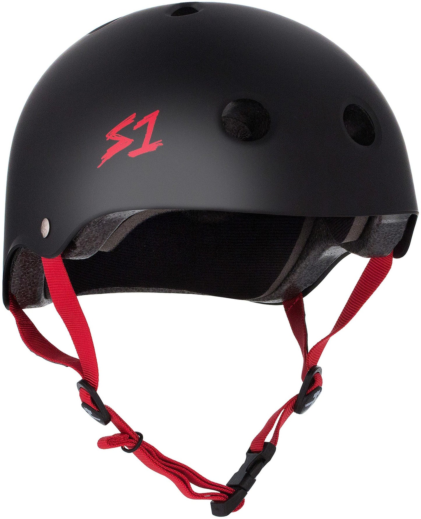 S One Lifer Helmet Skate - Black Matte/Red Strap