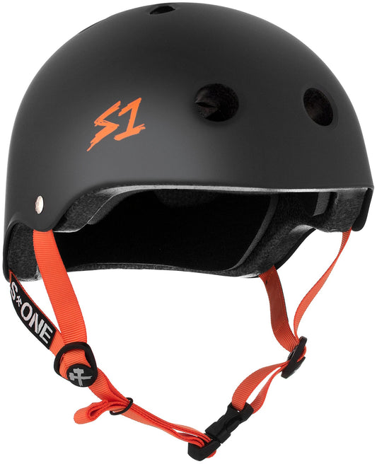 S One Lifer Helmet Skate - Black Matte/Orange Strap