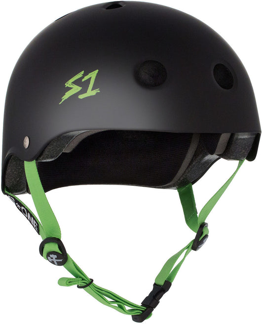 S One Lifer Helmet Skate - Black Matte/Green Strap