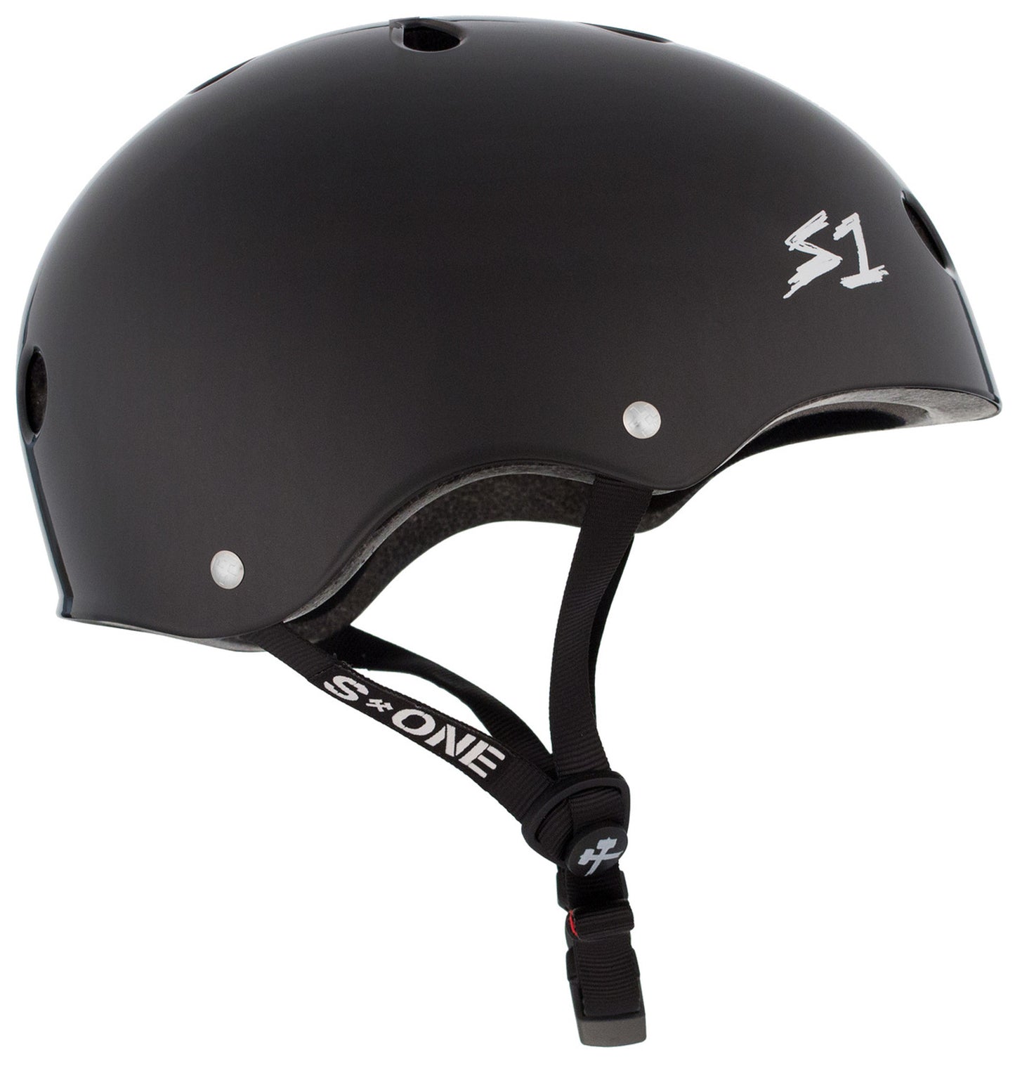 Black Gloss Bicycle Helmet S1 Lifer side view.