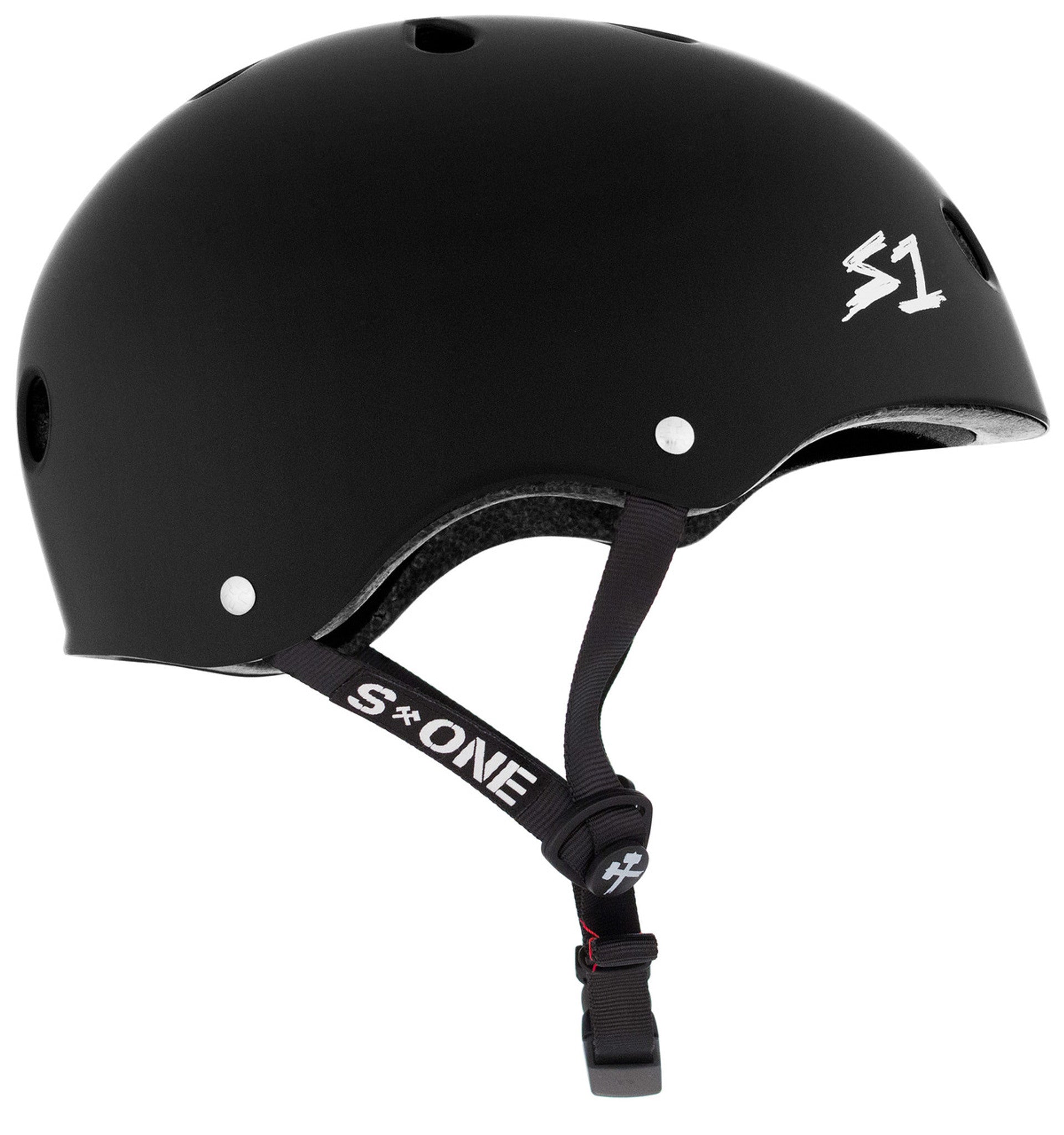 Black Matte Roller skate Helmet S1 Lifer side view.