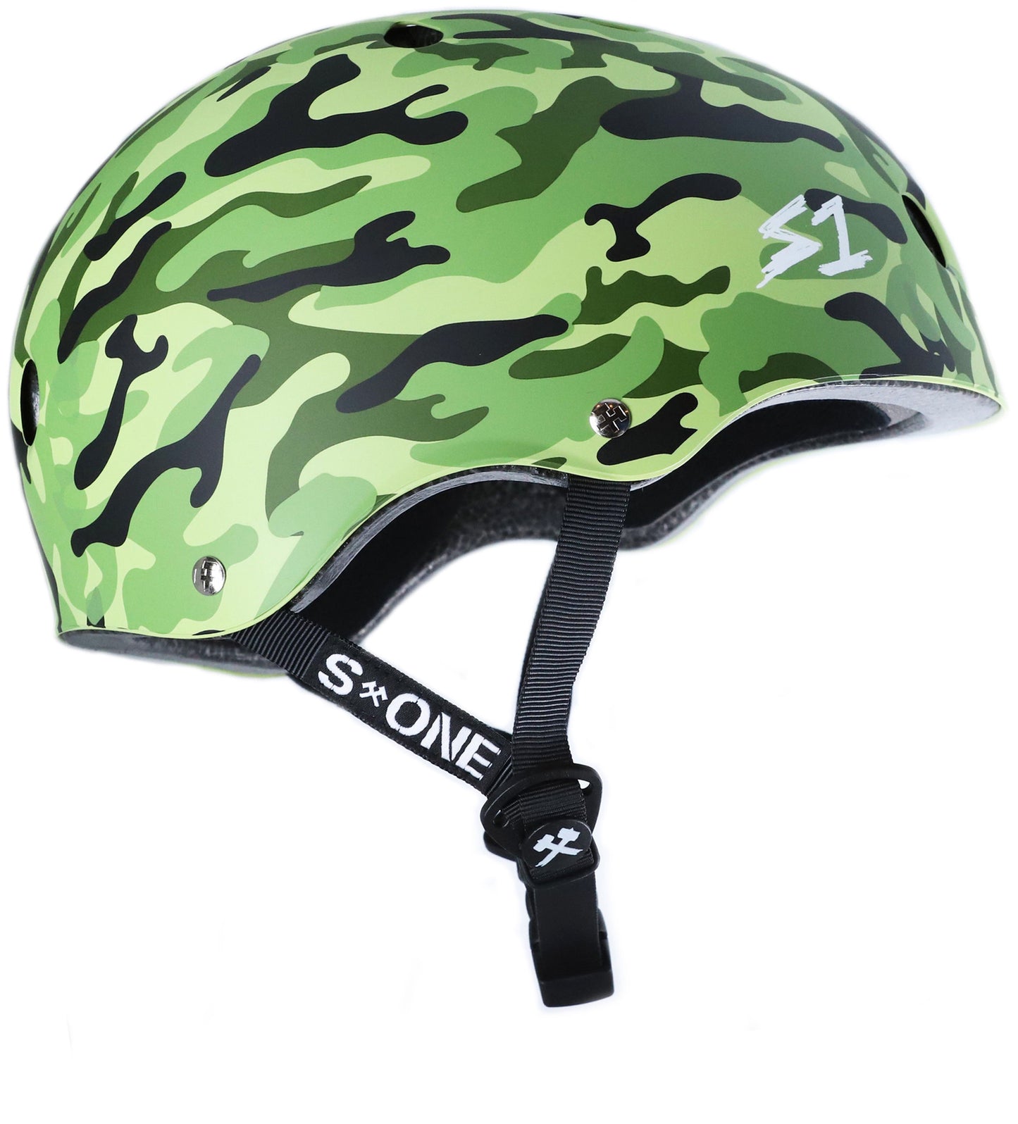 Green Camo Matte Roller  Skate Helmet S1 Lifer side view