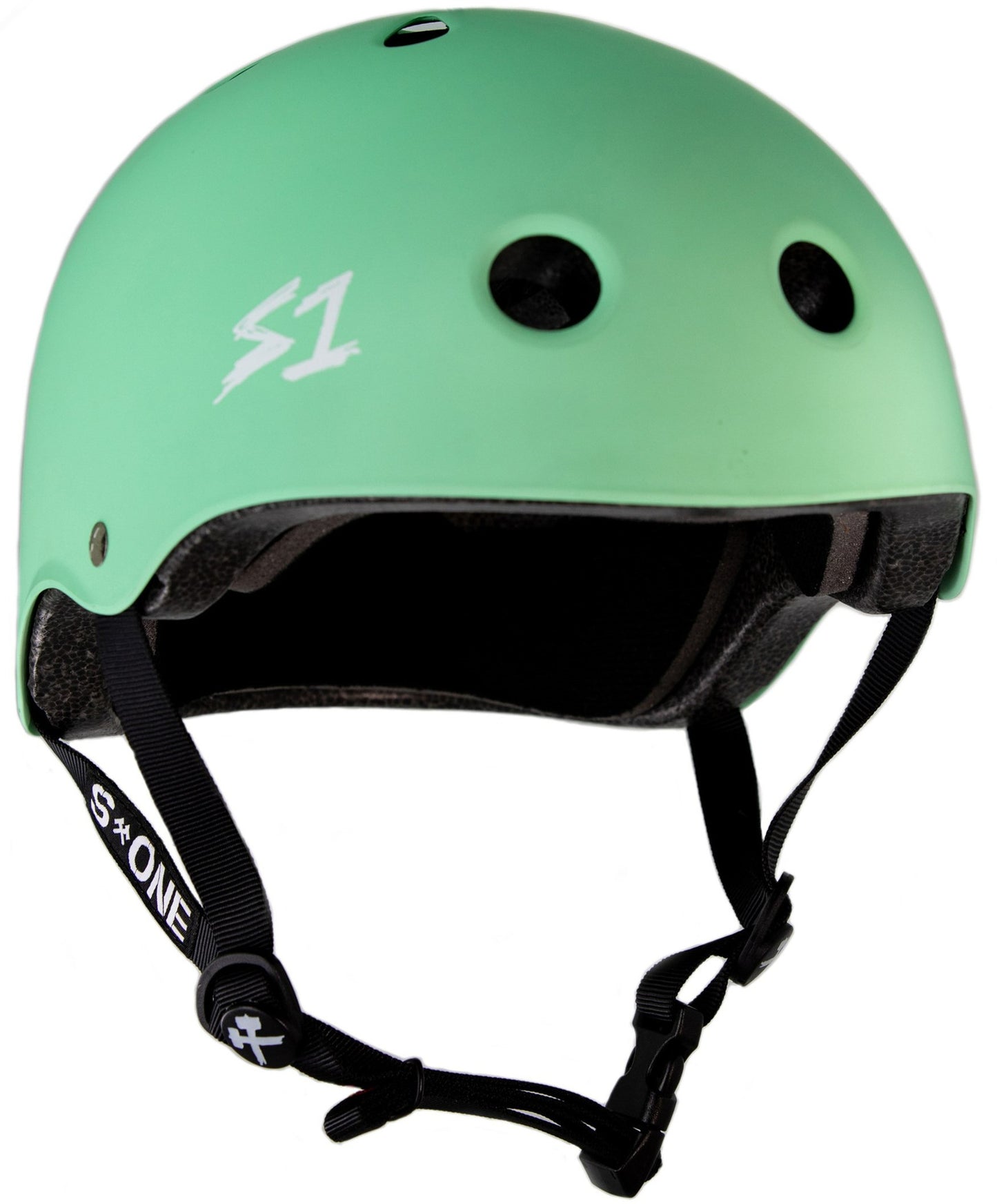 Mint Green Matte Skate Helmet 3/4 view