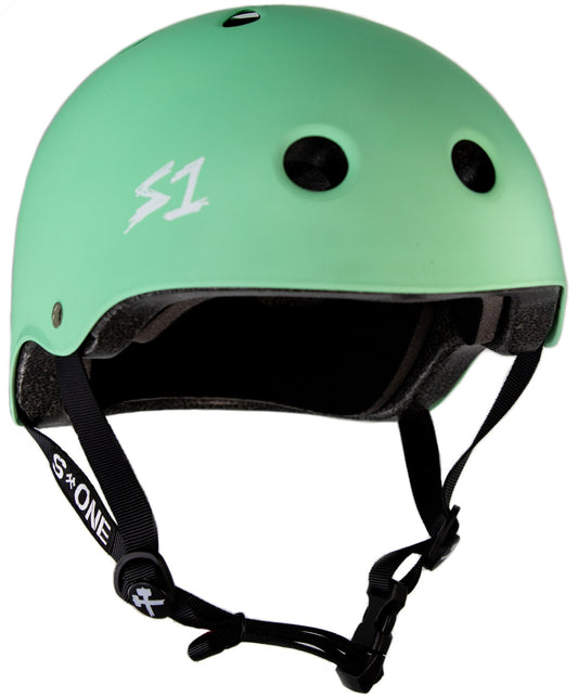 Mint Green Matte Skate Helmet 3/4 view