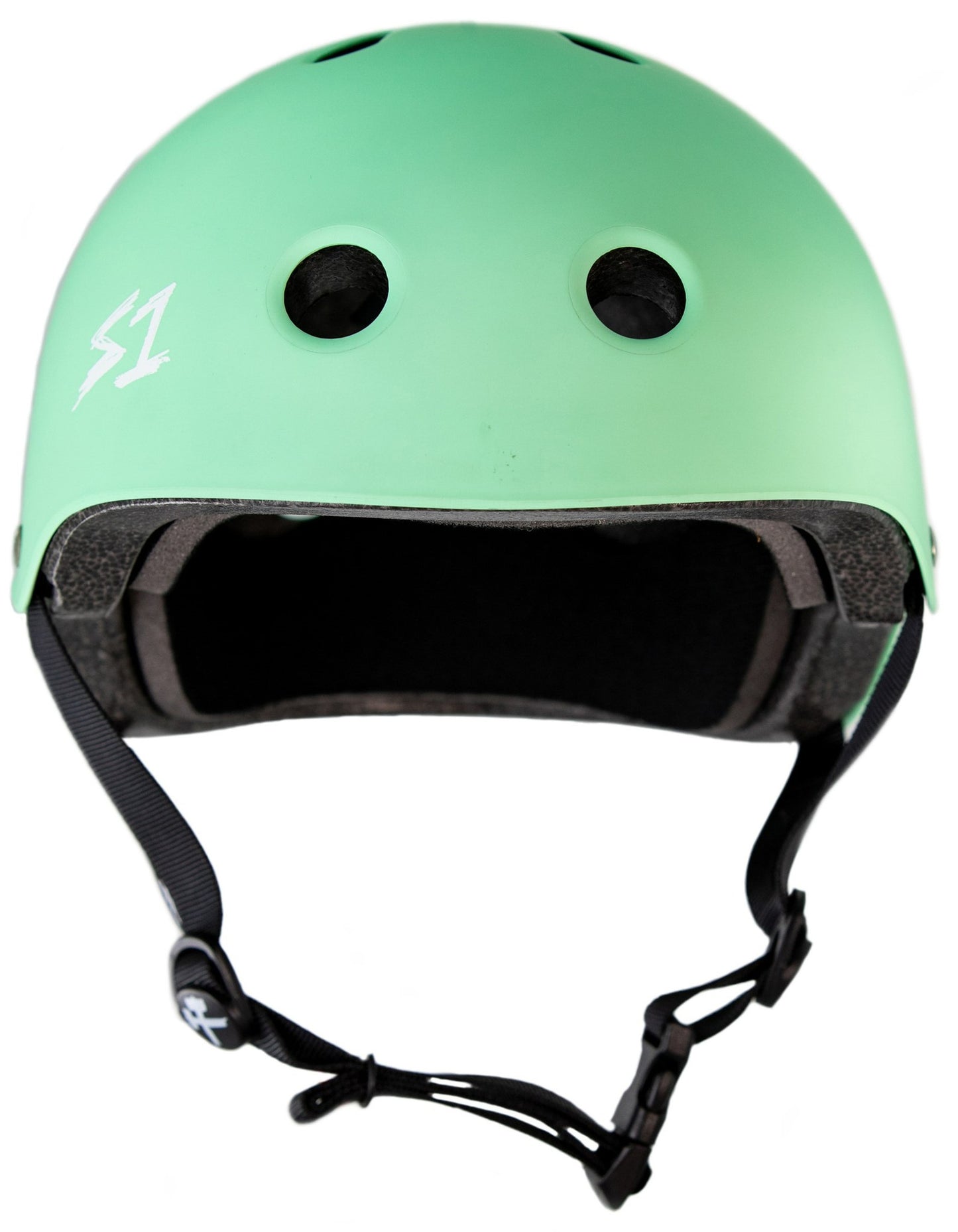 Mint Green Matte Roller Skate Helmet Front View.
