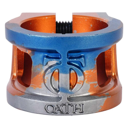 Oath Cage V2 Alloy 2 Bolt Clamp - Orange/Blue/Titanium