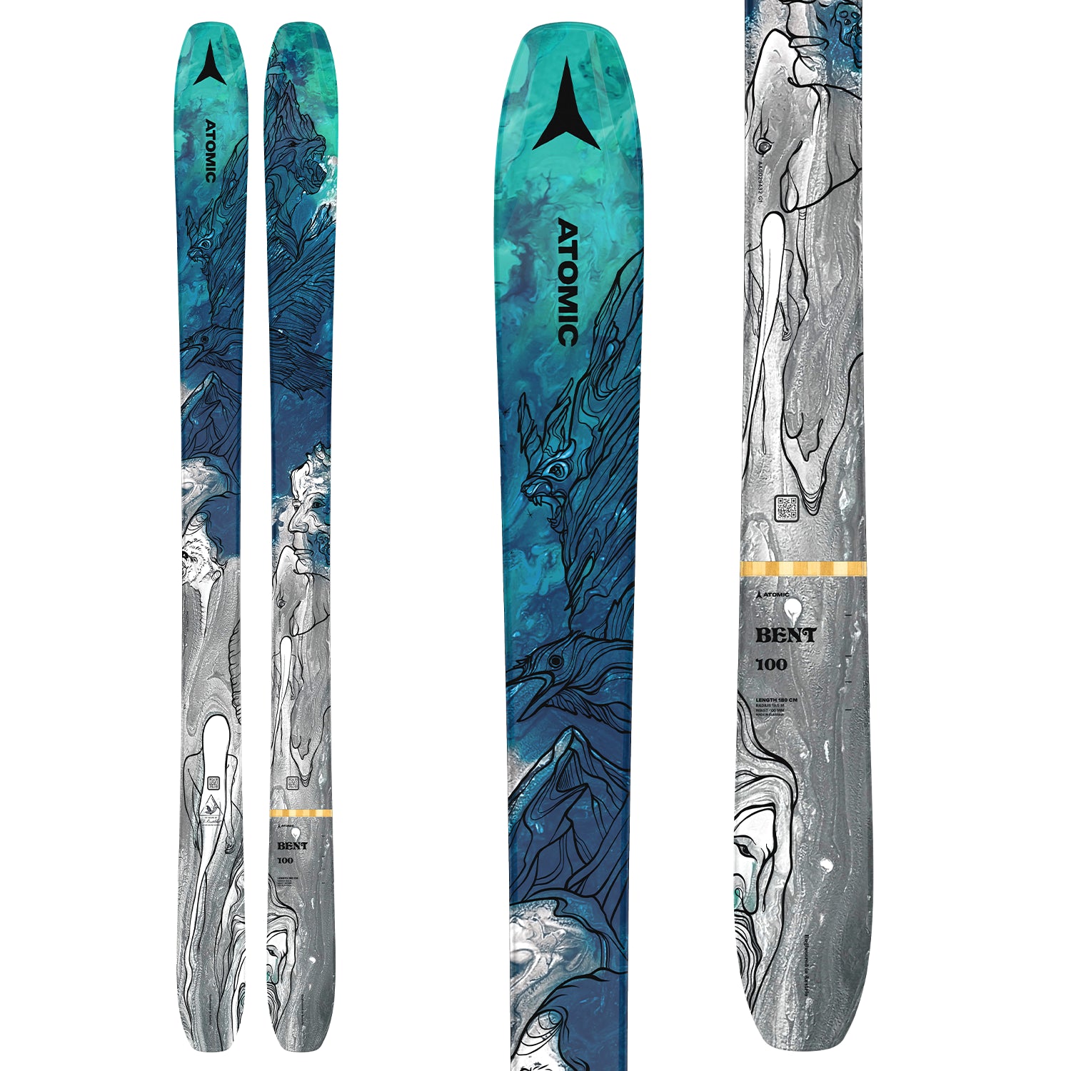 Atomic Bent 100 Skis + Salomon S/Lab Shift MNC 13 Alpine Touring Ski Bindings + evo x Pomoca Pro Glide Climbing Skins 2023